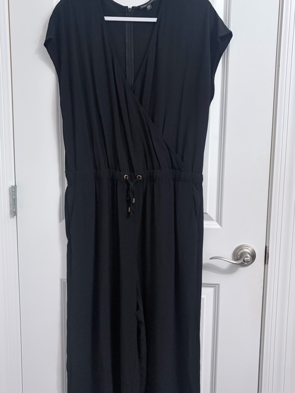 Eileen Fisher Black Cropped Wrap-Front Jumpsuit